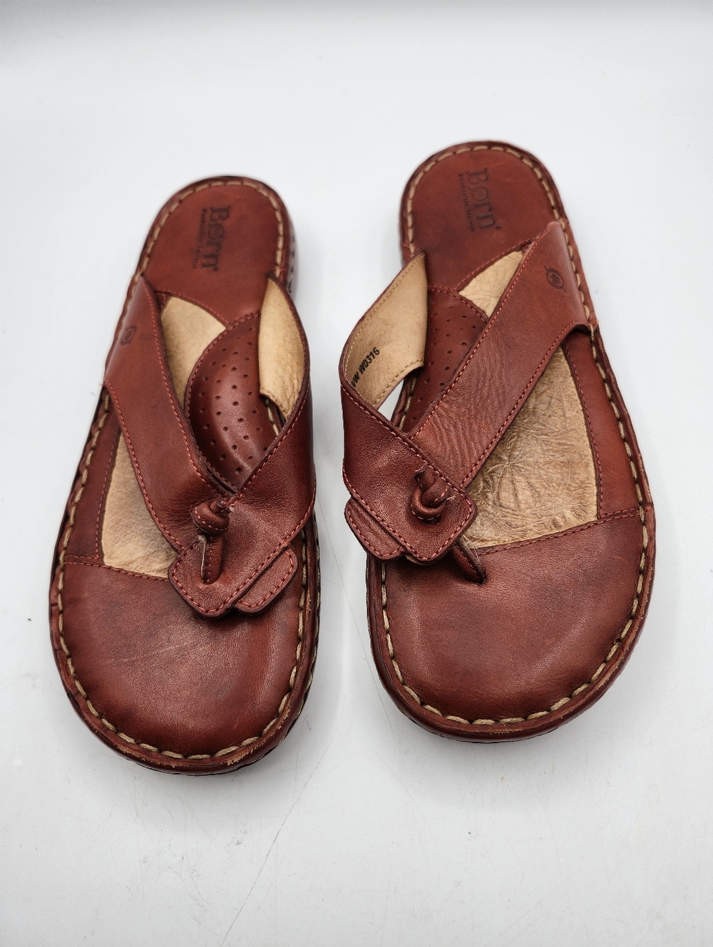 Born Brown Leather Thong Sandals 8